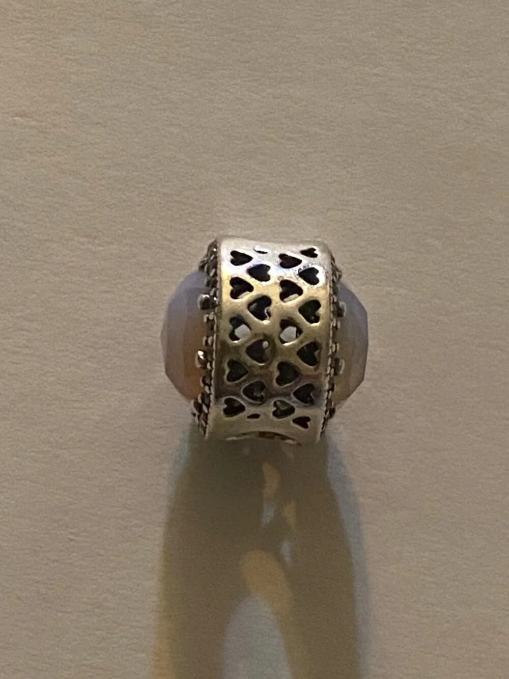 Pandora Opalescent Pink Radiant Hearts Charm Sterling Silver